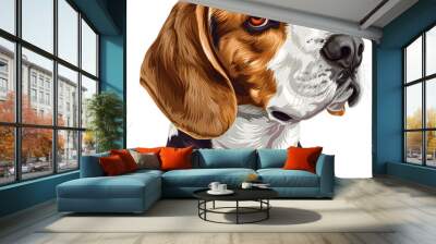 Clipart illustration of a beagle dog breed on a white background. Suitable for crafting and digital design projects.[A-0003] Wall mural